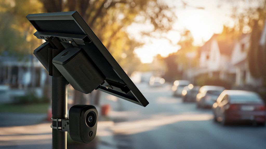 Flock Safety automated license plate reader camera mounted on a pole (Photo credit: Flock Safety)