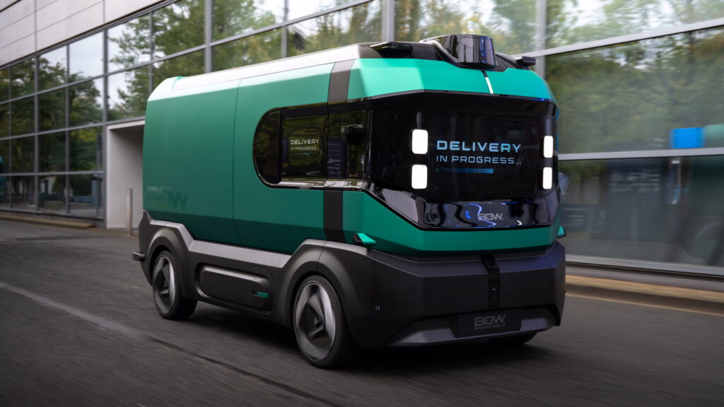 Stellantis BOW autonomous delivery concept, a driverless box-shaped electric vehicle (Photo credit: Stellantis)