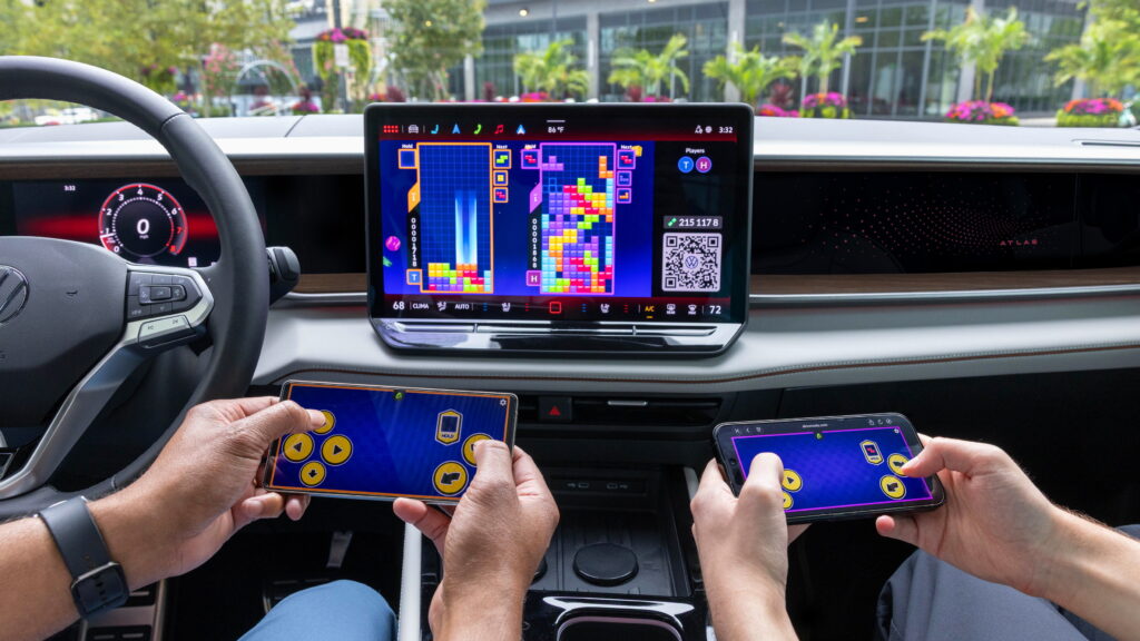 Volkswagen infotainment screen showing AirConsole gaming platform (Photo credit: VW)