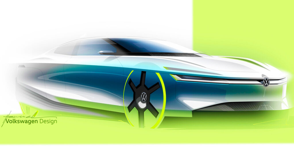 Teaser image of the Volkswagen Mission Efficiency concept, an EV successor to the VW XL1 (Photo credit: Volkswagen)